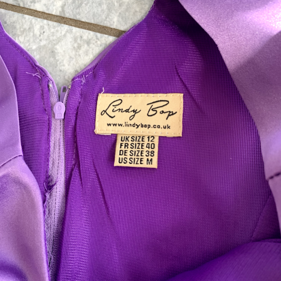 Lindy Bop Purple Swing Tea Dress A Line Size 12 - Picture 5 of 7